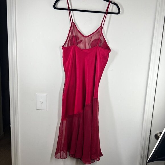 Victorias Secret Gold Label Slip Dress Size M Pink Satin Embroidered Semi Sheer - Picture 7 of 7
